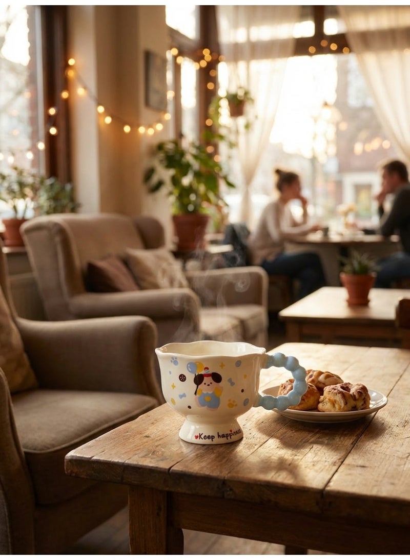 Warwick Kawaii Ceramic Coffee Mug with Unique Bubble Handle - Cute Puppy Design Tea Cup for Ladies, High-Quality Footed Pedestal Mug for Afternoon Tea, Office & Home Decor - Ideal Birthday or Ramadan Gift for Women & Girls - Image 5